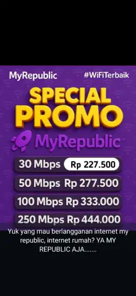 Promo pemasangan WiFi internet myrepublic