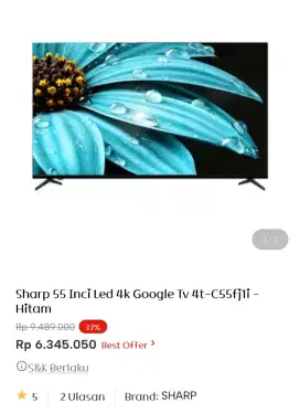 SHARP LED GOOGLE TV 55 INCI 4T-C55FJ1I