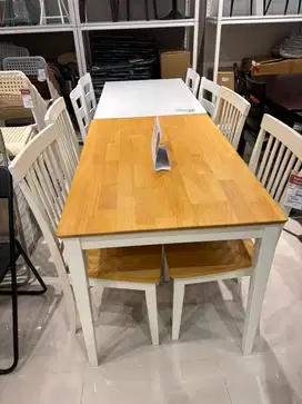 Set meja makan kayu solid minimalis