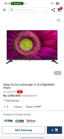 Ready stok tv sharp 32 inc google tv