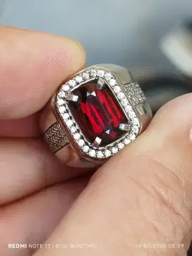 Batu Mandarin garnet 2.95 crat ring perak memo MRI colector item clean