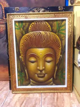 Lukisan kanvas Buddha meditasi