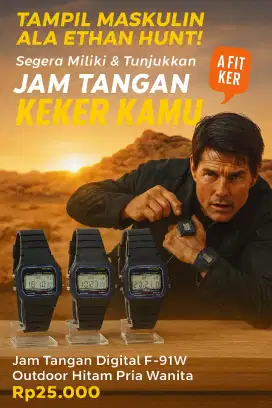Jam Tangan Sport F-91W Outdoor Hitam Laki Perempuan Murah Meriah