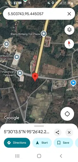 Jual tanah depan jln tol blang bintang