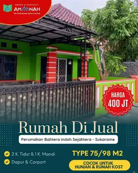 DIJUAL RUMAH DI PERUM BAHTERA INDAH SEJAHTERA SUKARAME BDL