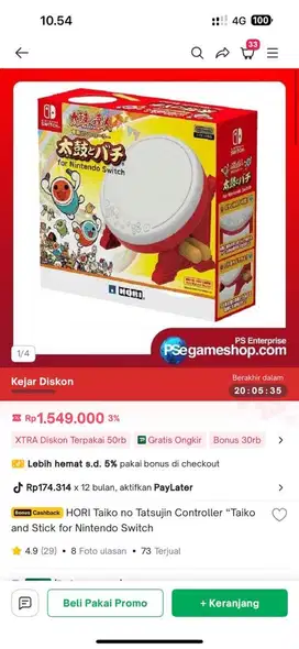 Dijual Hori Taiko no tatsujin controller for switch
