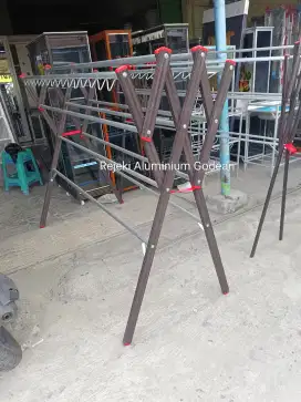Jemuran 180cm jumbo aluminium Coklat bahan besar