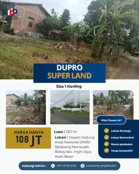 Kavling 120m² Belakang ANRI Ingin Jaya, Harga Hanya 108 Juta