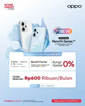 OPPO Reno14 5G Cicilan 660rb/Bulan Bonus Hingga 5 Juta