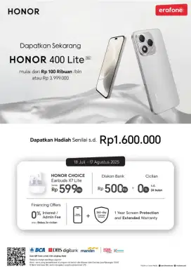 Honor 400 Lite 5G Cicilan 0% Tanpa DP