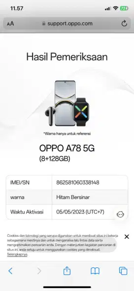 Oppo a78 5g mulus no minus charger 33 wat