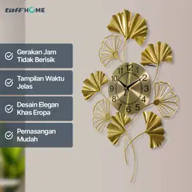 TaffHOME Jam Dinding Besi Ginkgo Biloba Silent Movement 54cm - MW-35