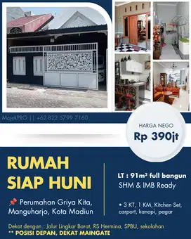 Rumah Cantik Siap Huni Dekat Ringroad Madiun
