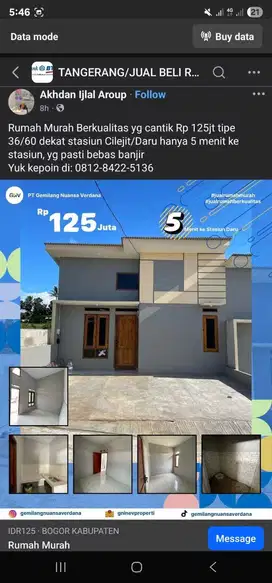 Di Jual Rumah di dekat Stasiun cilejit Daru
