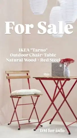 IKEA outdoor chair + table warna merah