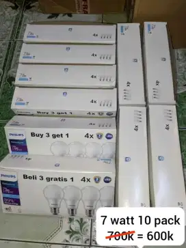 LAMPU LED PHILIPS 7 WATT 10 PACK = 40 BIJI