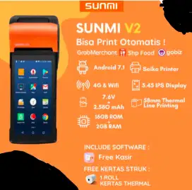 mesin kasir portable sunmi V2 4G (support aplikasi POS?