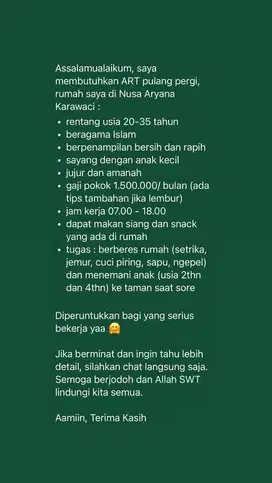 ART Pulang Sore PP Serabutan