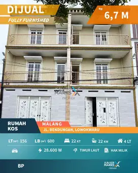 Harga BU Rumah Kos Aktif di Area Jalan Bendungan, Lowokwaru Malang