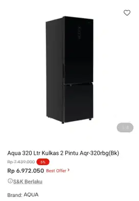 PROMO KREDIT AQUA 320 LTR KULKAS 2 PINTU