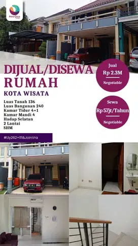 Disewakan cepat rumah siap huni di kota wisata