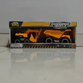 Mainan DIY Anak - Miniso Engineering vehicle - Excavator & Trolley