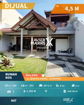 Dijual Rumah Kost Di Jl Baiduri Sepah Tlogomas Kota Malang