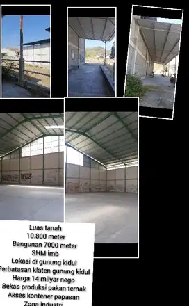 dijual gudang murah zona industri perbatasan klaten gunung kidul