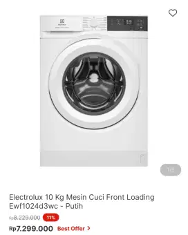 MESIN CUCI ELECTROLUX 10KG