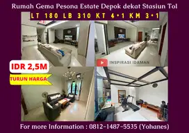 Rumah luas 180mtr Gema Pesona Estate Depok dekat Stasiun Tol
