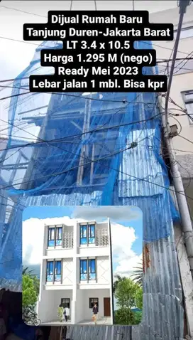 Dhyana rumah tanjung duren uk 3.4x10.5m baru bagus jalan akses mobil