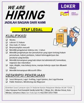 Lowongan Kerja khusus wanita lulusan s1 hukum