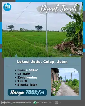 Tanah Sawah 2 SHM di Jaten