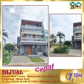 DIJUAL RUMAH HOEK 3 LANTAI CITRA GARDEN CITY 6 JAKARTA BARAT