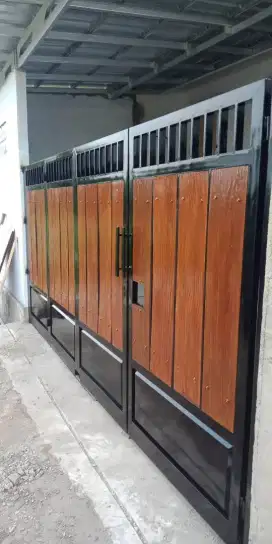 pagar woodplank minimalis rangka hollo galvanis