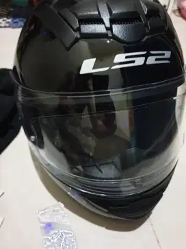 Helmet LS2 RokieFluo Black Glosy + Anti Kabut/embunHujan