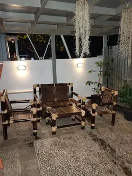 Kursi tamu bambu hitam