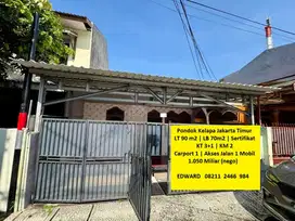 Harga Bawah Pasar Lokasi Jakarta! Strategis Pondok Kelapa Jakarta Timu