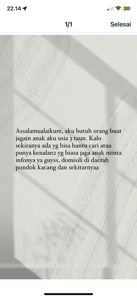 Lowongan Baby Sitter + ART
