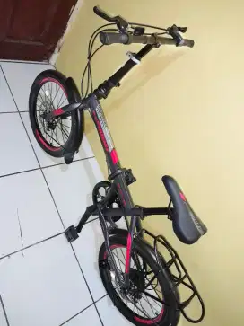 Sepeda Lipat Dewasa New Pheonix 2025 Ring 20, Silver Red Dark