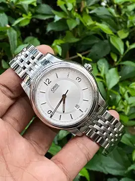 Jam Tangan ORIS classic date silver steel