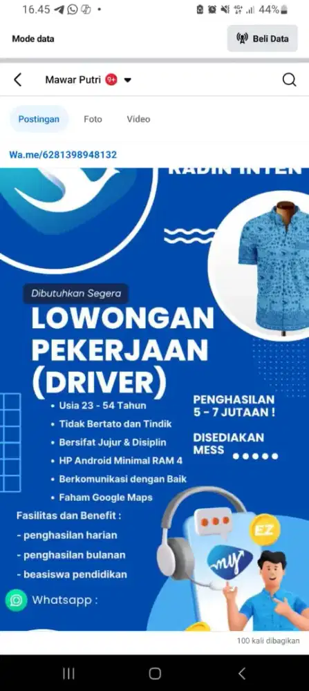 Loker Driver Bluebird