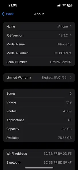 IPHONE 13 128GB Midnight Blue JUAL CEPAT AJA