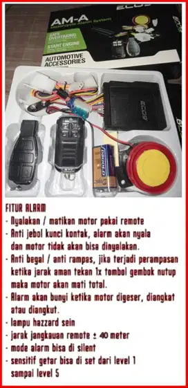 Alarm motor nmax aerox vario beat kyt Genio cbr freego R15 scoopy ink