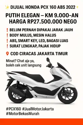 Dijual Honda PCX 160 ABS 2022
Putih elegan