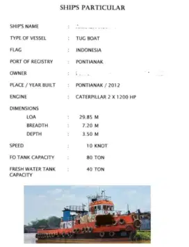 tugboat + tongkang 1 set 300ft 2012