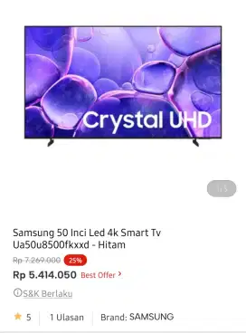Samsung led smart tv 4k 50 inci 50UA8500F