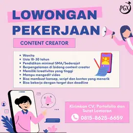 LOWONGAN KERJA - CONTENT CREATOR ONLINE SHOP