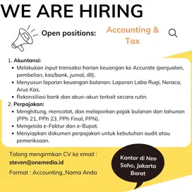 Lowongan Kerja Accounting & Tax