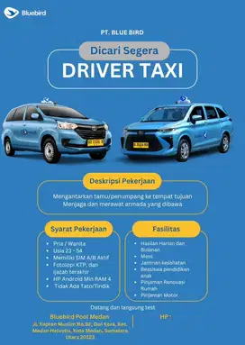 Lowongan Driver Taksi Bluebird